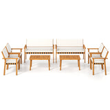4 Piece Patio Furniture Set with Coffee Table for Backyard and Garden-White