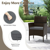 4 Piece Patio Rattan Conversation Set with Cozy Seat Cushions
