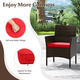 4 Piece Patio Rattan Conversation Set with Cozy Seat Cushions