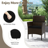 4 Piece Patio Rattan Conversation Set with Cozy Seat Cushions