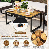 4-Piece Patio Set with Acacia Coffee Table and Wicker Chairs for Backyard-Brown & Black