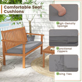 4 Piece Patio Wood Furniture Set Acacia Wood Sofa Set with Loveseat