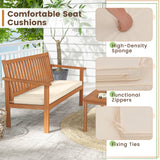 4 Piece Patio Wood Furniture Set Acacia Wood Sofa Set with Loveseat