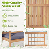 4 Piece Wood Patio Furniture with Armchairs Loveseat and Coffee Table