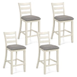4 Pieces Counter Height Chairs with Fabric Seat and Rubber Wood Legs-Beige