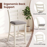 4 Pieces Counter Height Chairs with Fabric Seat and Rubber Wood Legs-Beige
