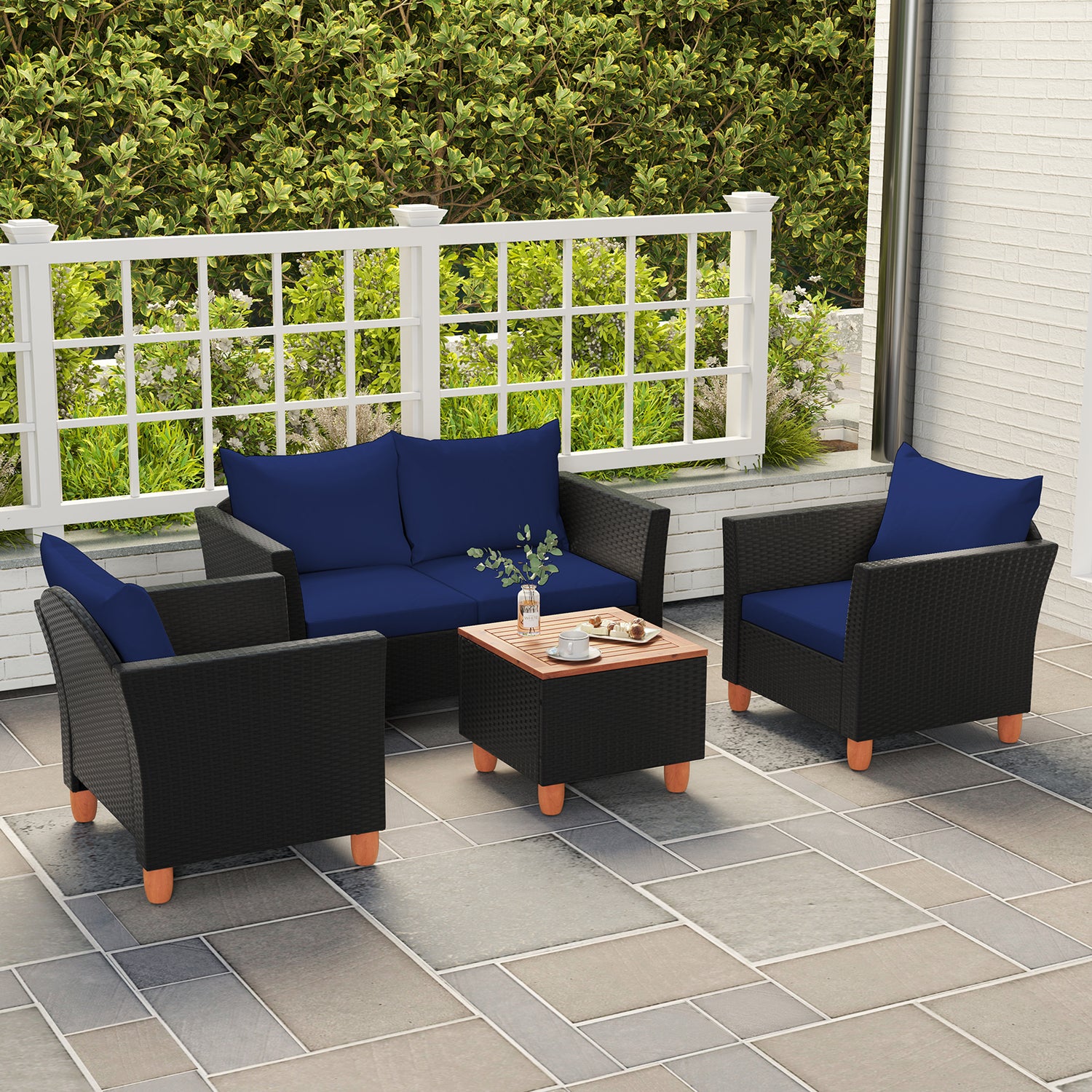 4 Piece Outdoor Conversation Set with Storage Coffee Table