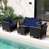 4 Piece Outdoor Conversation Set with Storage Coffee Table