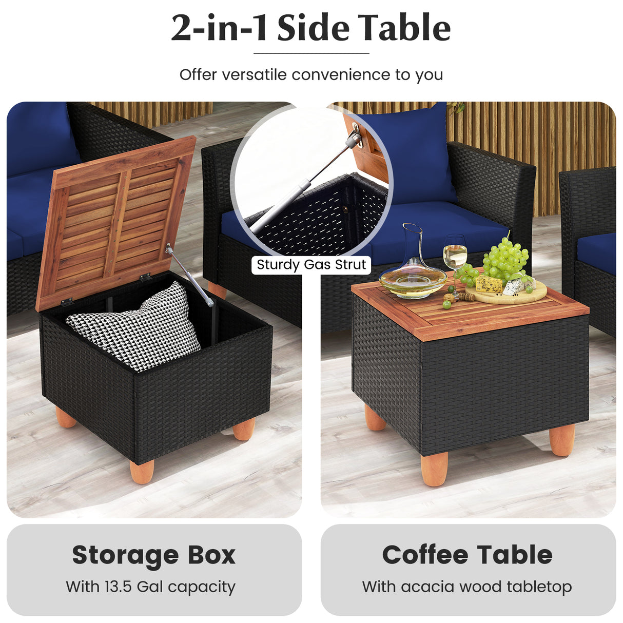 4 Piece Outdoor Conversation Set with Storage Coffee Table