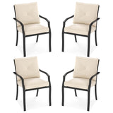 4 Pieces Outdoor Dining Set with Removable Cushions and Rustproof Steel Frame