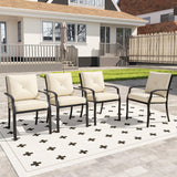 4 Pieces Outdoor Dining Set with Removable Cushions and Rustproof Steel Frame