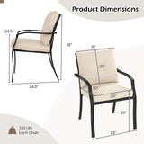4 Pieces Outdoor Dining Set with Removable Cushions and Rustproof Steel Frame