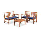 4 Pieces Outdoor Furniture Set with Stable Acacia Wood Frame