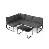 4 Pieces Patio Furniture Set with Cushions and Coffee Table-Gray