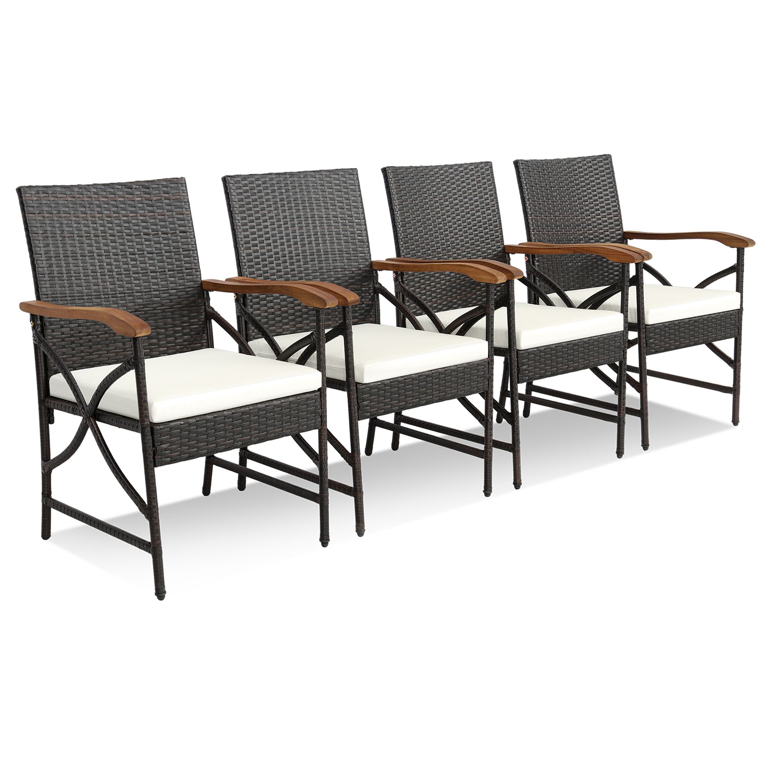 Set of 2/4 Patio Wicker Dining Chairs with Soft Zippered Cushion