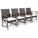 Set of 2/4 Patio Wicker Dining Chairs with Soft Zippered Cushion