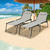 4 Position Folding Lounge Chaise with Adjustable Backrest and Footrest