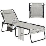 4 Position Folding Lounge Chaise with Adjustable Backrest and Footrest