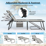 4 Position Folding Lounge Chaise with Adjustable Backrest and Footrest