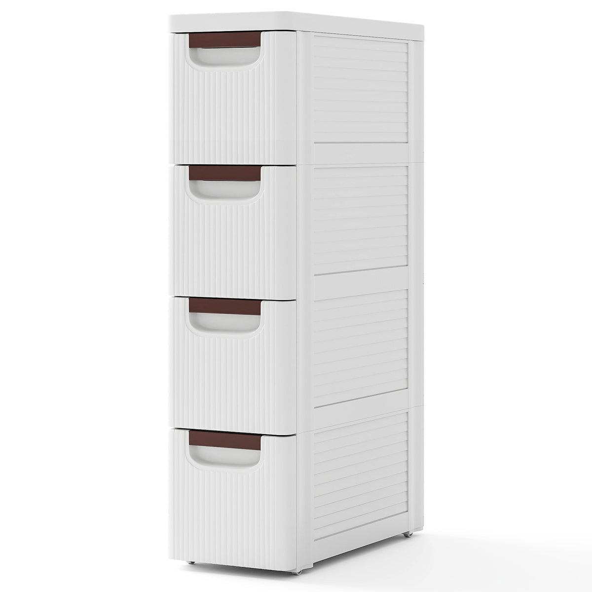 3/4/5/6-Drawer Rolling Organizer Unit Narrow Storage Cabinet with Built-In Wheels for Small Space-3