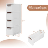 3/4/5/6-Drawer Rolling Organizer Unit Narrow Storage Cabinet with Built-In Wheels for Small Space-3