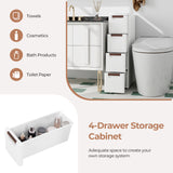 3/4/5/6-Drawer Rolling Organizer Unit Narrow Storage Cabinet with Built-In Wheels for Small Space-3