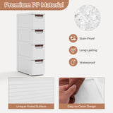 3/4/5/6-Drawer Rolling Organizer Unit Narrow Storage Cabinet with Built-In Wheels for Small Space-3