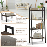 4-Tier Bookshelf with Metal Frame and Adjustable Foot Pads