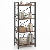 4-Tier Bookshelf Narrow Freestanding Display Shelf with Metal Frame