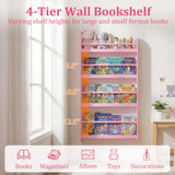 4-Tier Bookshelf Organizer for Toys and Books with Basswood Crossbar