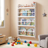 4-Tier Bookshelf Organizer for Toys and Books with Basswood Crossbar