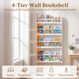 4-Tier Bookshelf Organizer for Toys and Books with Basswood Crossbar