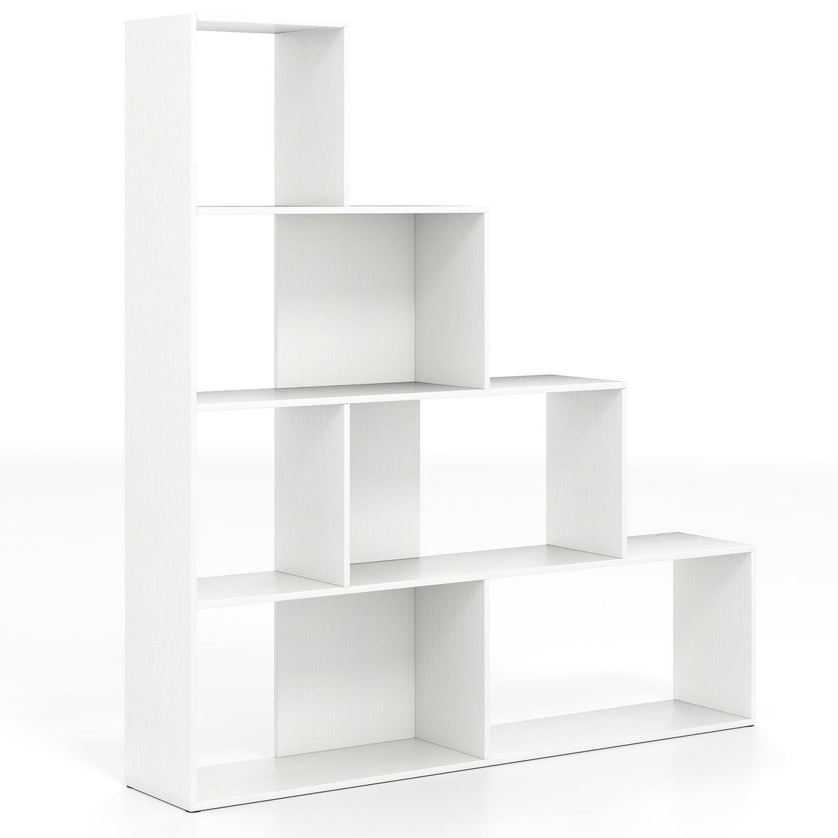 4-Tier Bookshelf Stair Bookcase with 6 Cubes Display Rack