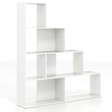 4-Tier Bookshelf Stair Bookcase with 6 Cubes Display Rack