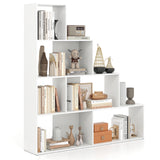 4-Tier Bookshelf Stair Bookcase with 6 Cubes Display Rack