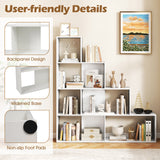 4-Tier Bookshelf Stair Bookcase with 6 Cubes Display Rack
