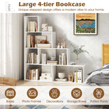 4-Tier Bookshelf Stair Bookcase with 6 Cubes Display Rack