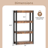 4 Tier Bookshelf Wooden Bookcase with Dual Anti-Tipping Kits
