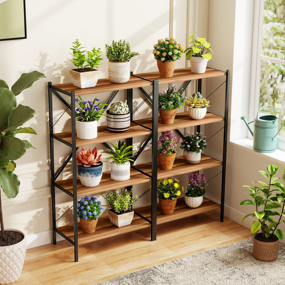 4-Tier Bookshelf with Heavy-Duty Metal Frame