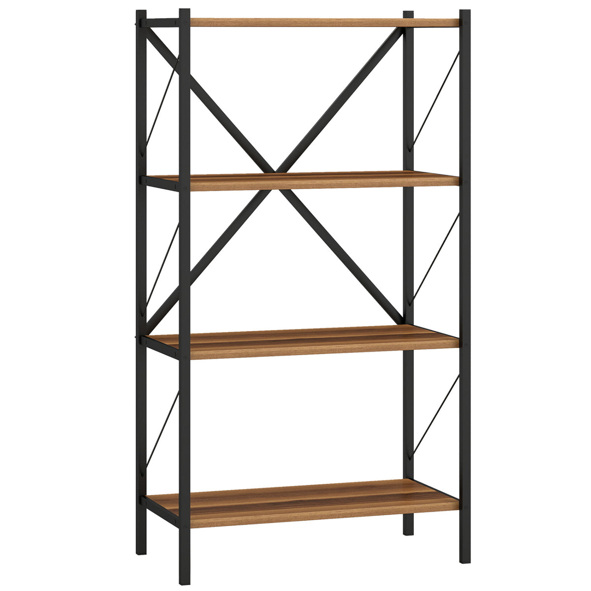 4-Tier Bookshelf with Heavy-Duty Metal Frame