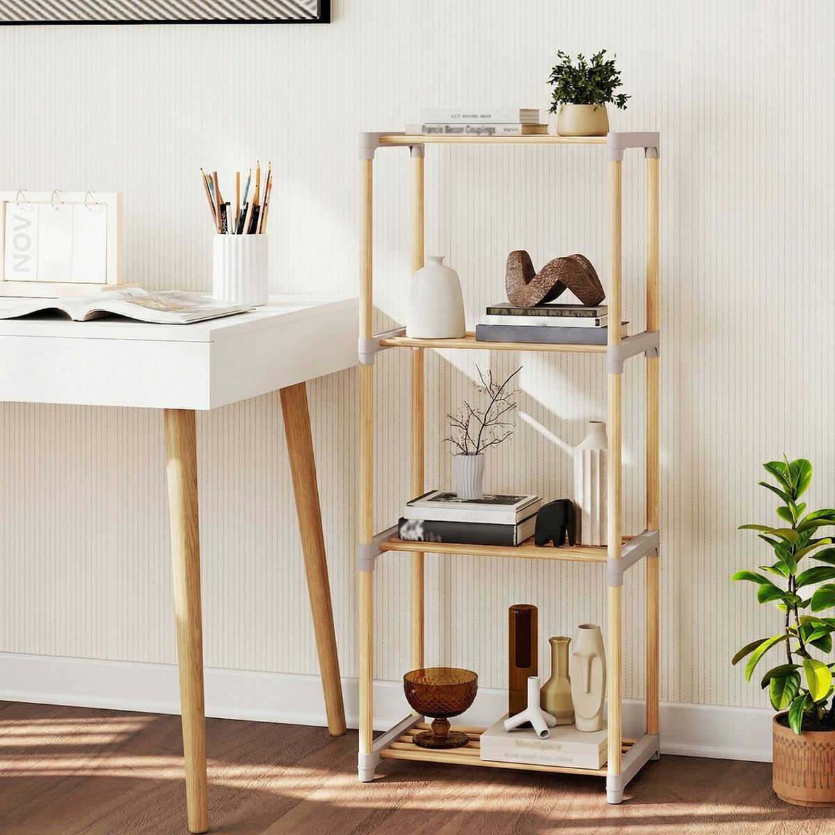 5-Tier/4-Tier Bookshelf with Open Shelves for Home Office and Bathroom-5/Bathroom-4