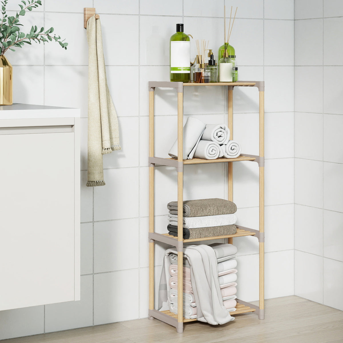 5-Tier/4-Tier Bookshelf with Open Shelves for Home Office and Bathroom-5/Bathroom-4