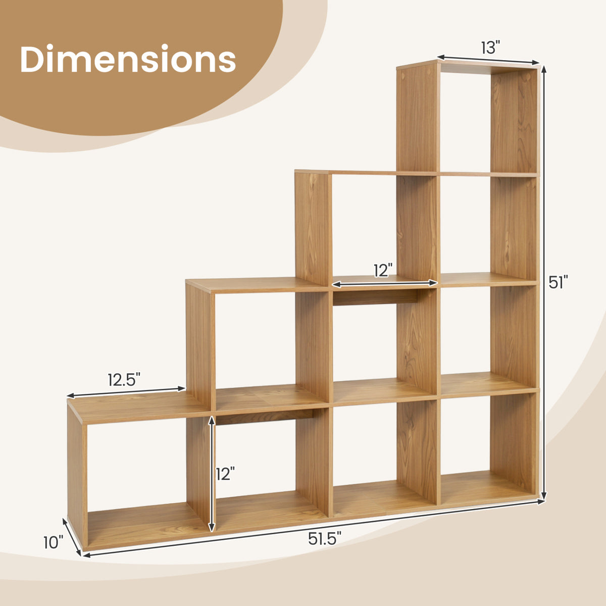 4-Tier Bookshelf with 2 Anti-Tipping Kits for Home Office