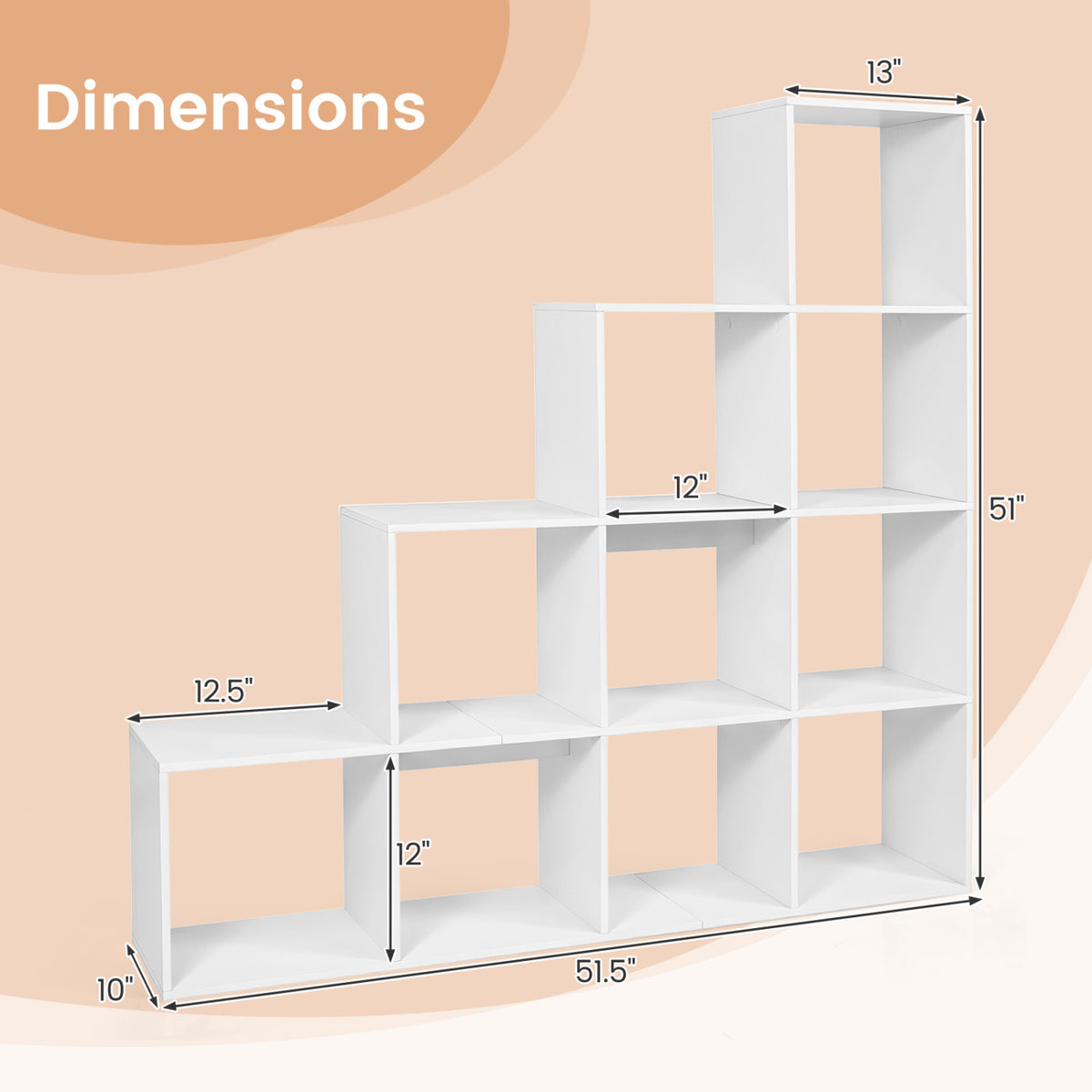 4-Tier Bookshelf with 2 Anti-Tipping Kits for Home Office