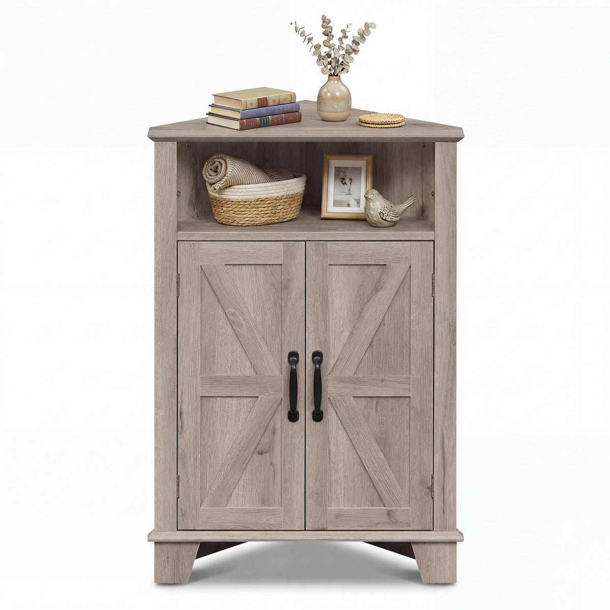 4-Tier Corner Storage Cabinet with Open Shelf