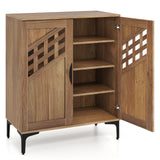 4 Tier Farmhouse Shoe Storage Cabinet with Removable Shelves and Metal Legs