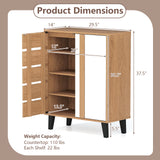 4-Tier Farmhouse Shoe Organizer with Louvered Door