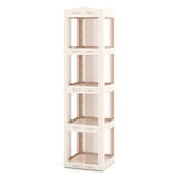 4-Tier Foldable Rotating Bookshelf with Swivel Base and Translucent Panels-White