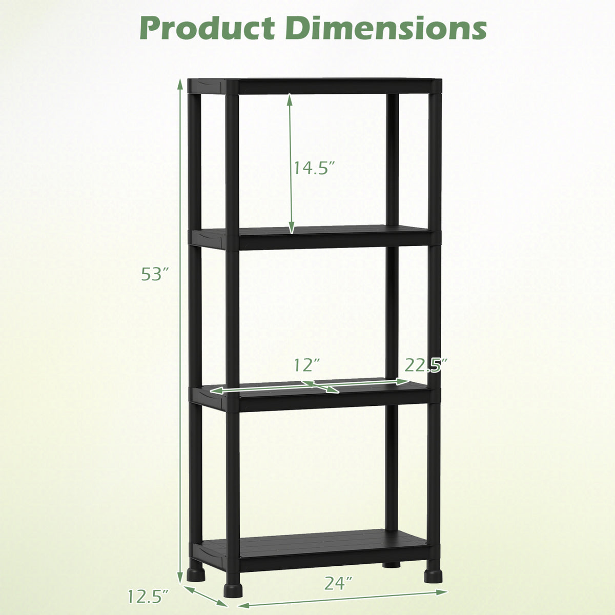 4-Tier/5-Tier/3-Tier Heavy-Duty Plastic Storage Shelves Freestanding Garage Shelving Unit