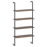 4-Tier Industrial Ladder Bookshelf with Metal Frame-Coffee